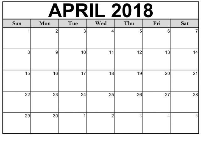 2018-April-Calendar-With-Holidays